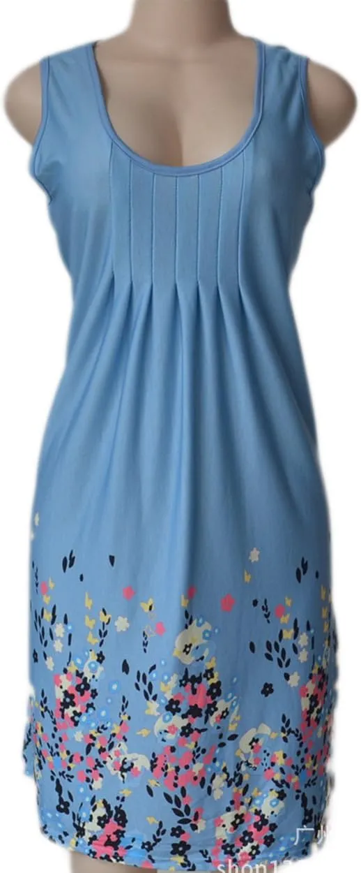 AELSON Womens Summer Casual Sleeveless Mini Printed Vest Dresses