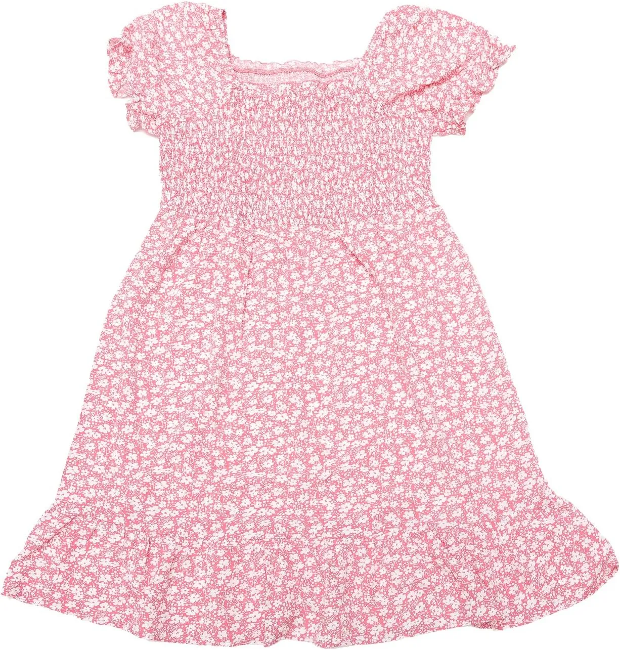 Agnes Orinda Plus Size Dress for Women Ruffle Short Sleeve Flared Flowy Smock Floral Print Dresses