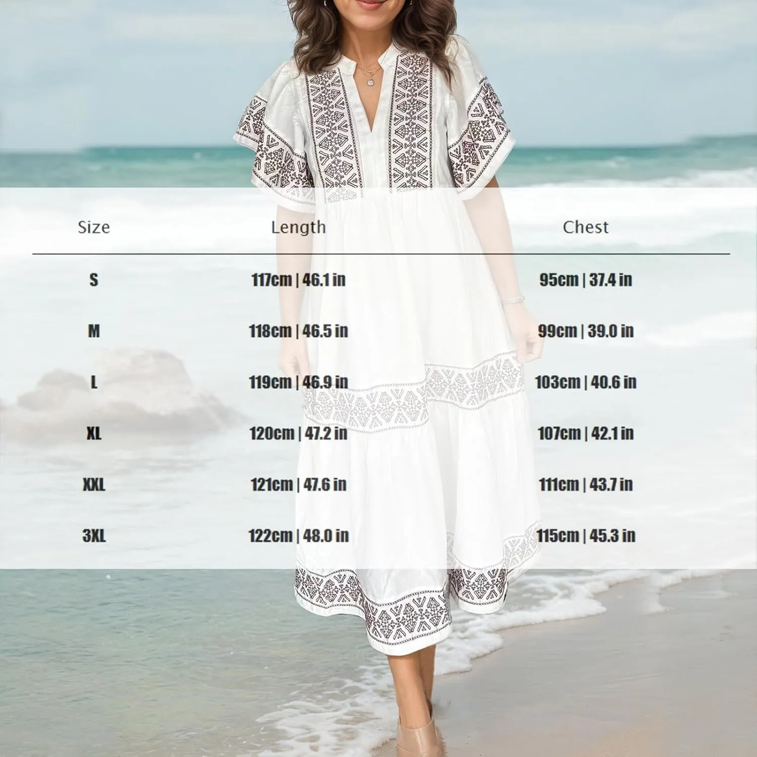 Akivide Women's Summer Boho Flutter Short Sleeve Midi Dress Flowy Casual Ruffle Tiered Beach Vacation Dress with Pockets