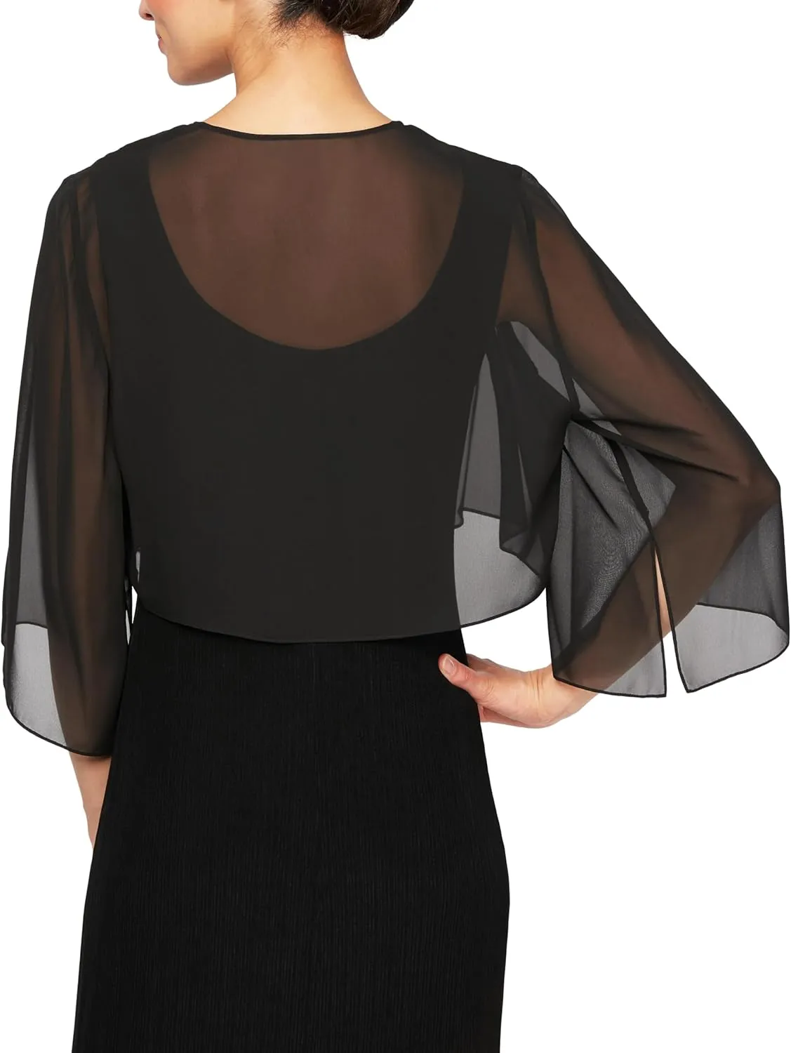 Alex Evenings Women's Short Bolero Shrug Jacket with 3/4 Sleeve Elegant Cropped Cover-Up for Formal and Evening Wear