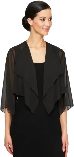 Alex Evenings Women's Short Bolero Shrug Jacket with 3/4 Sleeve Elegant Cropped Cover-Up for Formal and Evening Wear