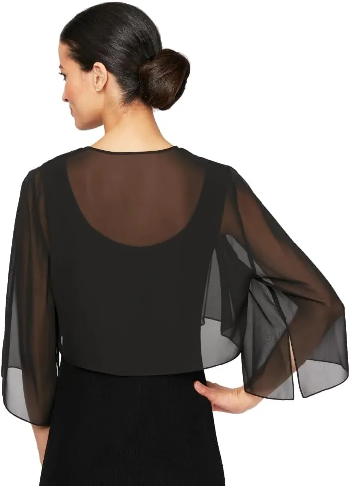 Alex Evenings Women's Short Bolero Shrug Jacket with 3/4 Sleeve Elegant Cropped Cover-Up for Formal and Evening Wear