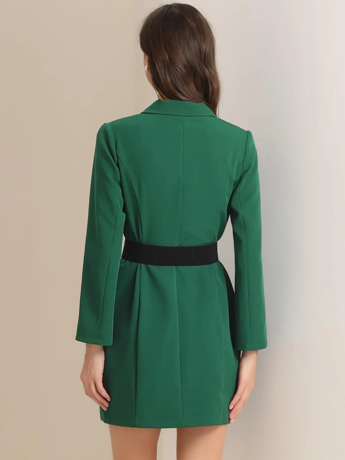 Allegra K Women's Work Dresses Business Slit Sleeve Belted Double Breasted Blazer Dress