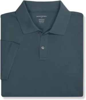 Banana Republic Mens Slim Fit Pique Mesh Organic Cotton Monogram Polo Shirt