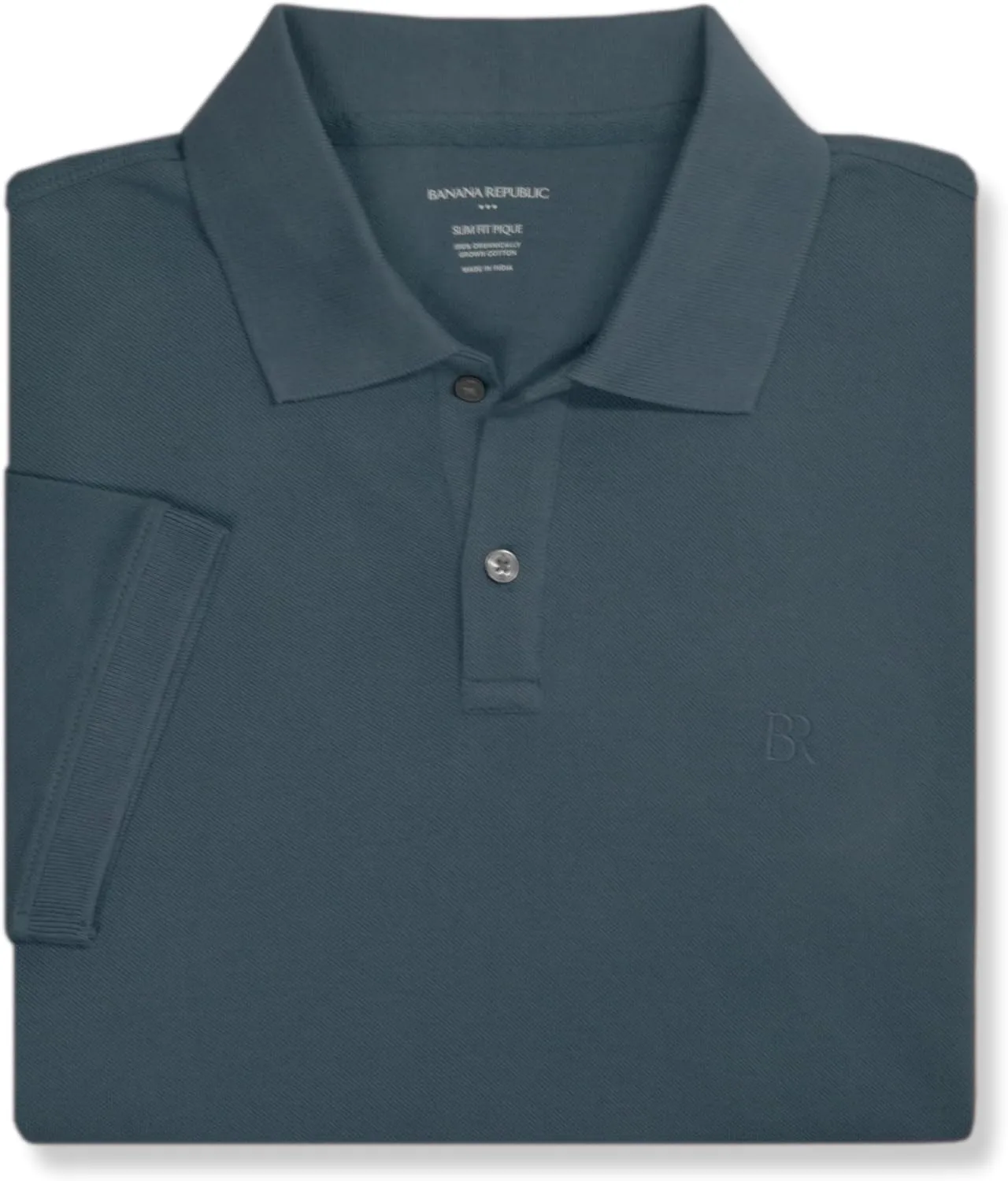 Banana Republic Mens Slim Fit Pique Mesh Organic Cotton Monogram Polo Shirt