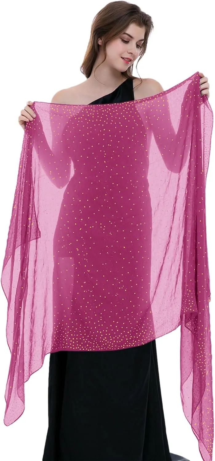 BANETTETA Starry Night Shawls and Wraps for Evening Dresses, Shiny Scarf for Womens Formal Wear
