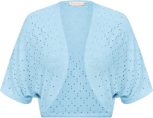 Belle Poque Women's Open Front Bolero Shrug Batwing Short Sleeve Cropped Cardigan Lightweight