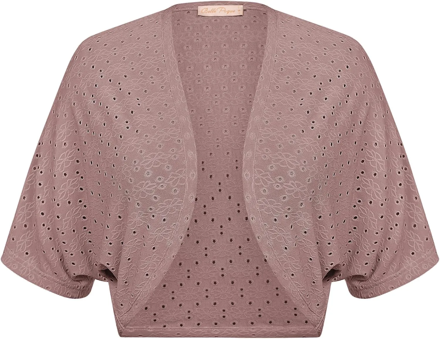 Belle Poque Women's Open Front Bolero Shrug Batwing Short Sleeve Cropped Cardigan Lightweight