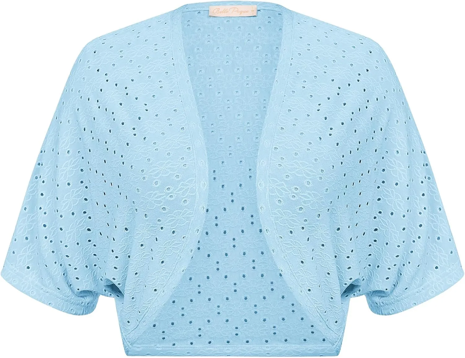 Belle Poque Women's Open Front Bolero Shrug Batwing Short Sleeve Cropped Cardigan Lightweight