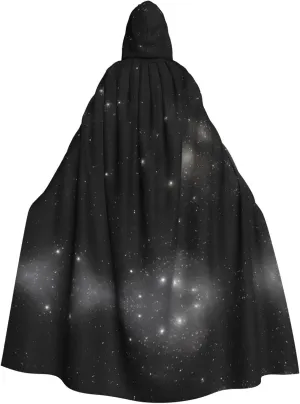 Black And White Galaxy Hooded Cloak  Printed Cloak Cape  Long Cloak For Halloween, Costume Parties, And Cosplays