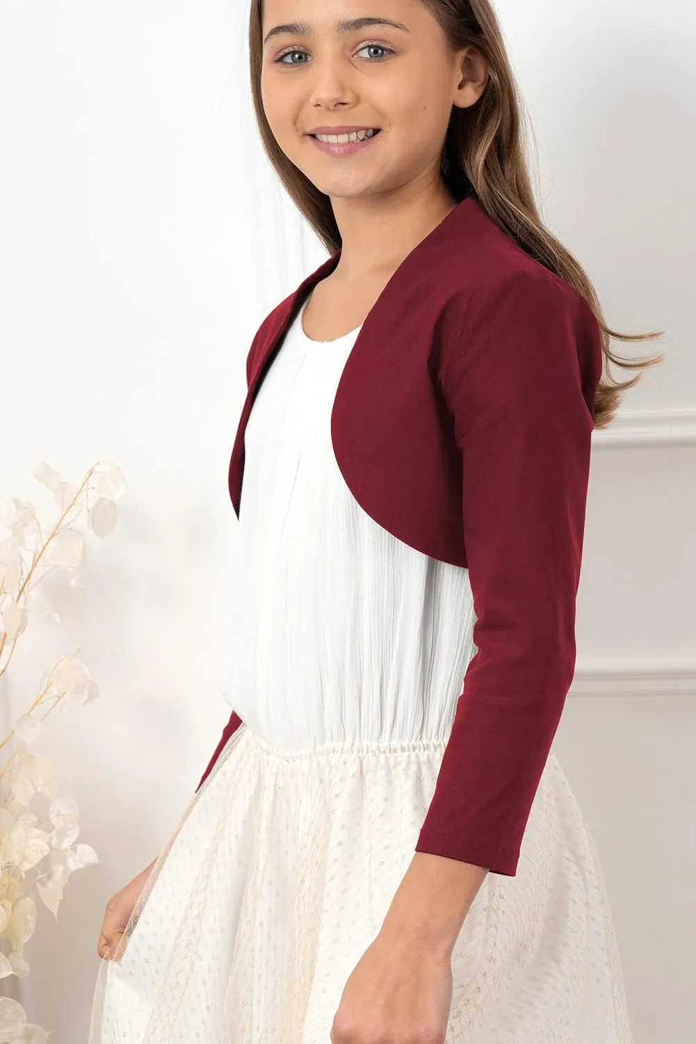 BOLEROSE Girls 3/4 Sleeve Childrens Kids Bolero