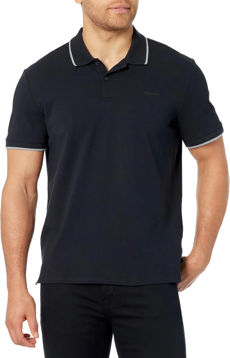 Calvin Klein Men's Stretch Pique Solid Tipped Polo