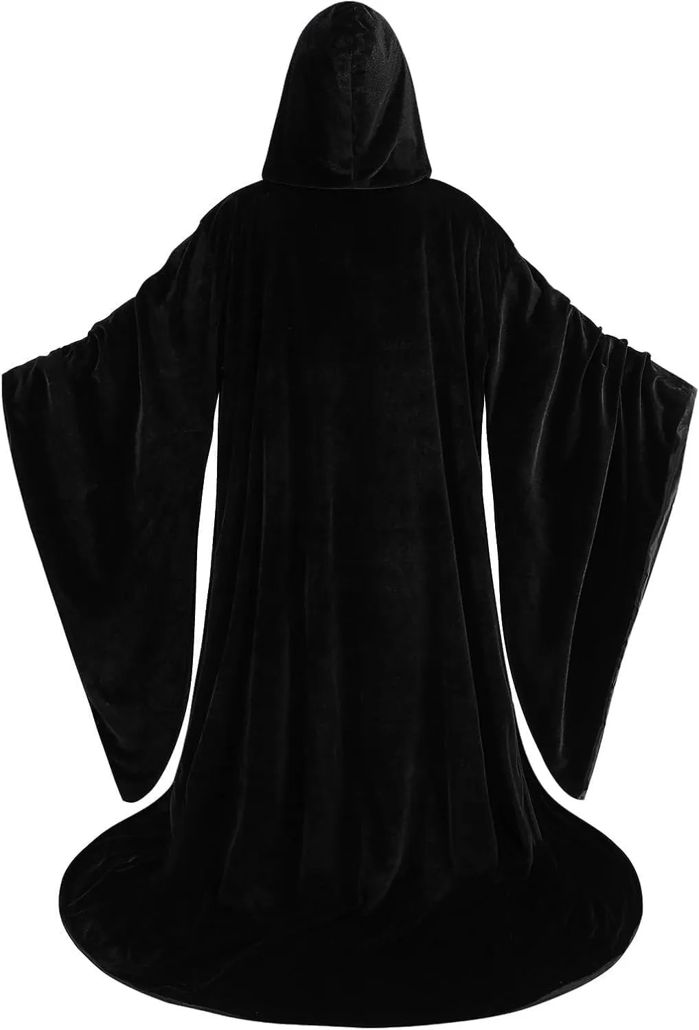 CAMDOM Halloween Wizard Velvet Hooded Robe, Deluxe Full Length Renaissance Cape Cloak with Double Layer