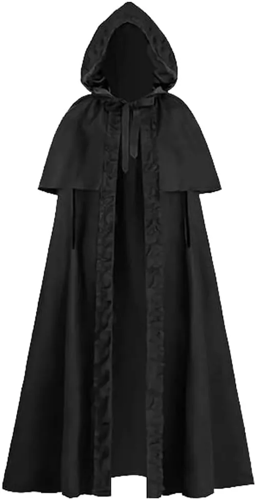 CAMDOM Medieval Hooded Cloak Full Length Halloween Elf Knight Cosplay Costume Cape