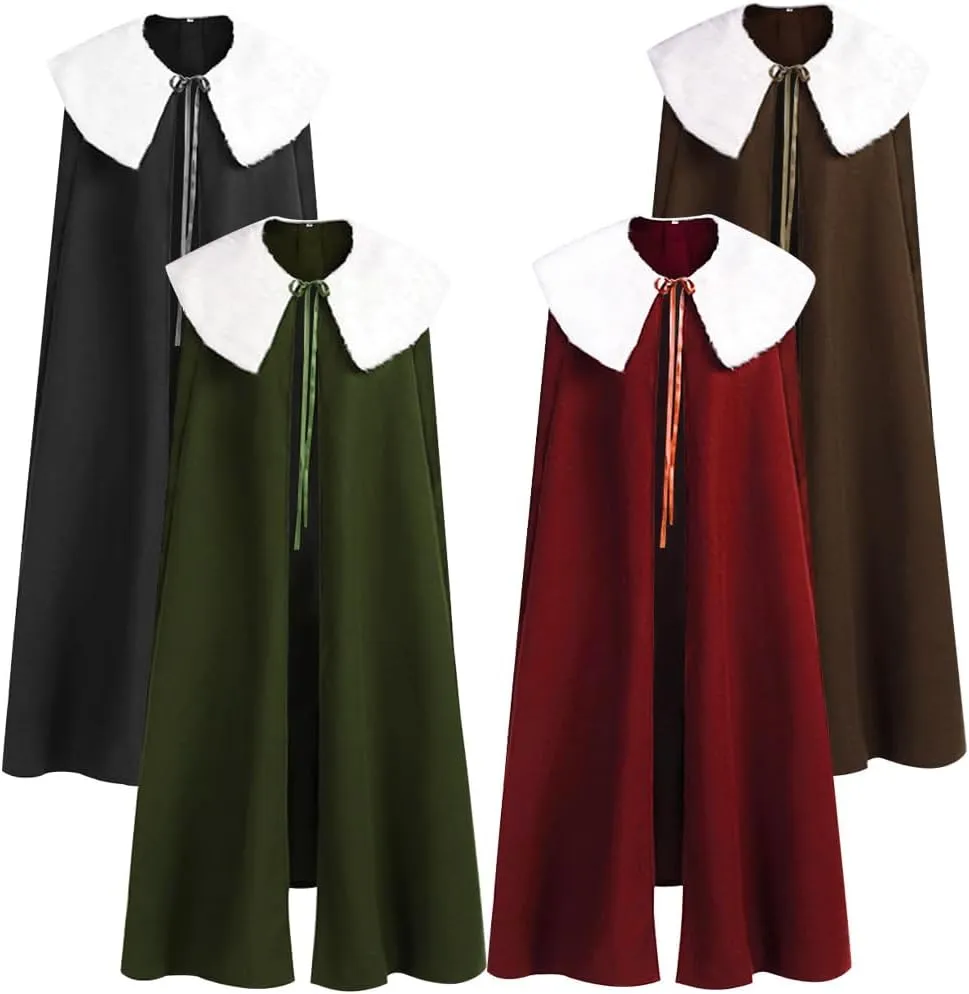 CAMDOM Medieval Woolen Cloak Wizard Knight Halloween Cosplay Costume Robe