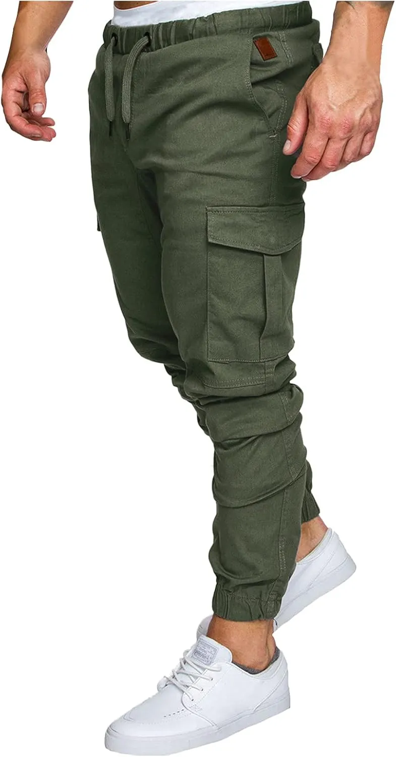 Cargo Sweatpants for Men Workout Trousers Casual Cargo Pants Fleece Joggers Sweat Pants for Men Mens Cargo Sweatpants