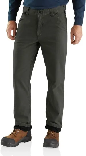 Carhartt Men's Rugged Flex Relaxed Fit Canvas Flannel-Lined Utility Work Pant, Peat, 31 x 32