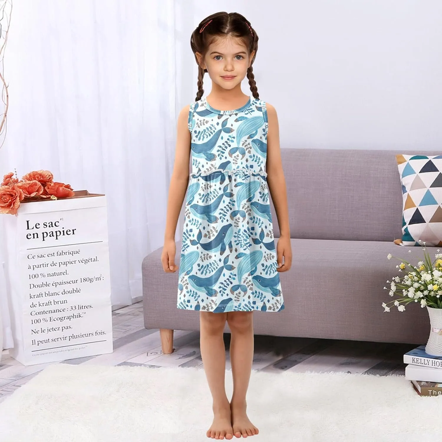 CaTaKu Girls' Sleeveless Dresses Toddler Girls Cute Print Summer Dresses for Girls Cotton Clothes School Outfits 2-8Y