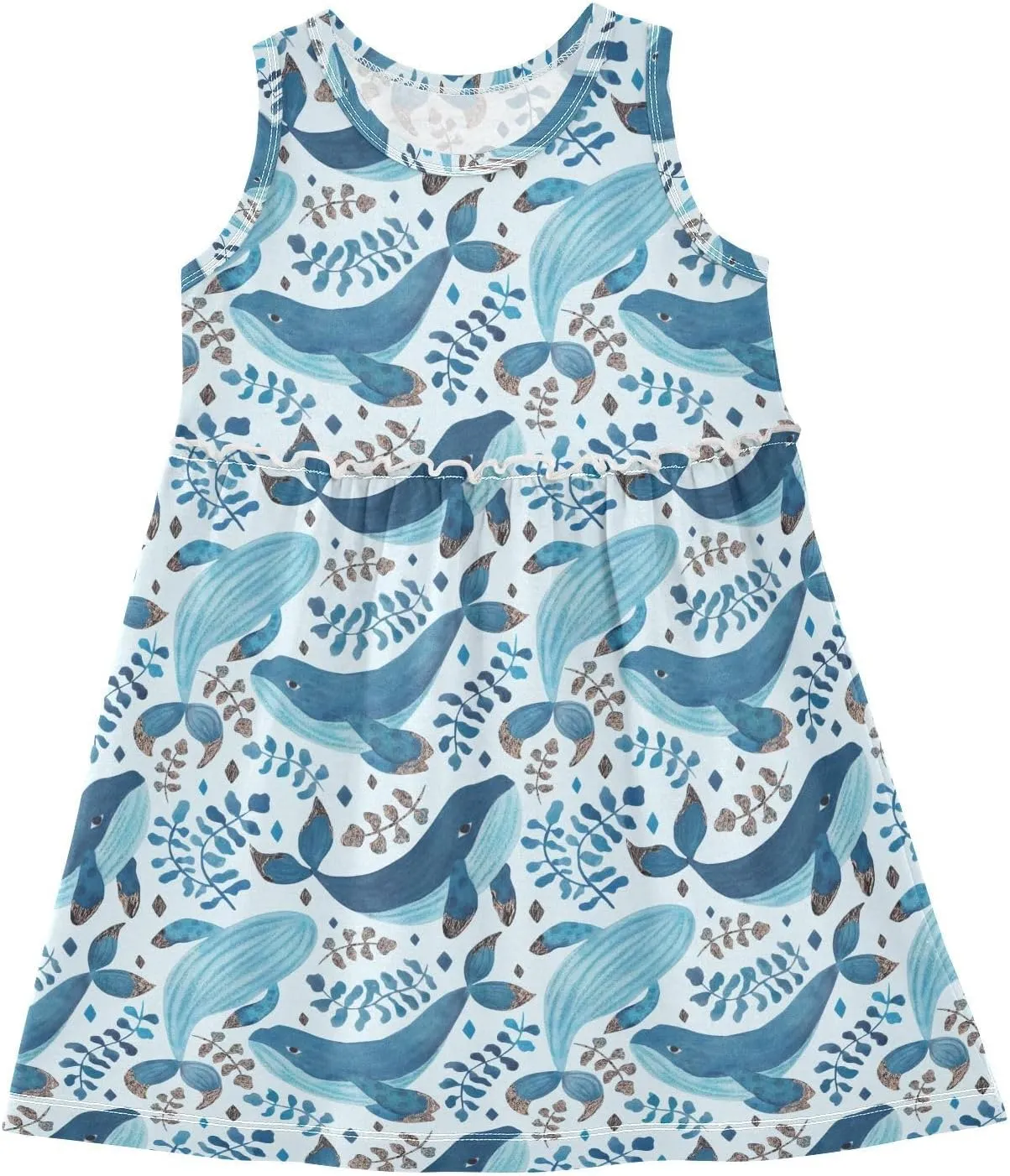 CaTaKu Girls' Sleeveless Dresses Toddler Girls Cute Print Summer Dresses for Girls Cotton Clothes School Outfits 2-8Y
