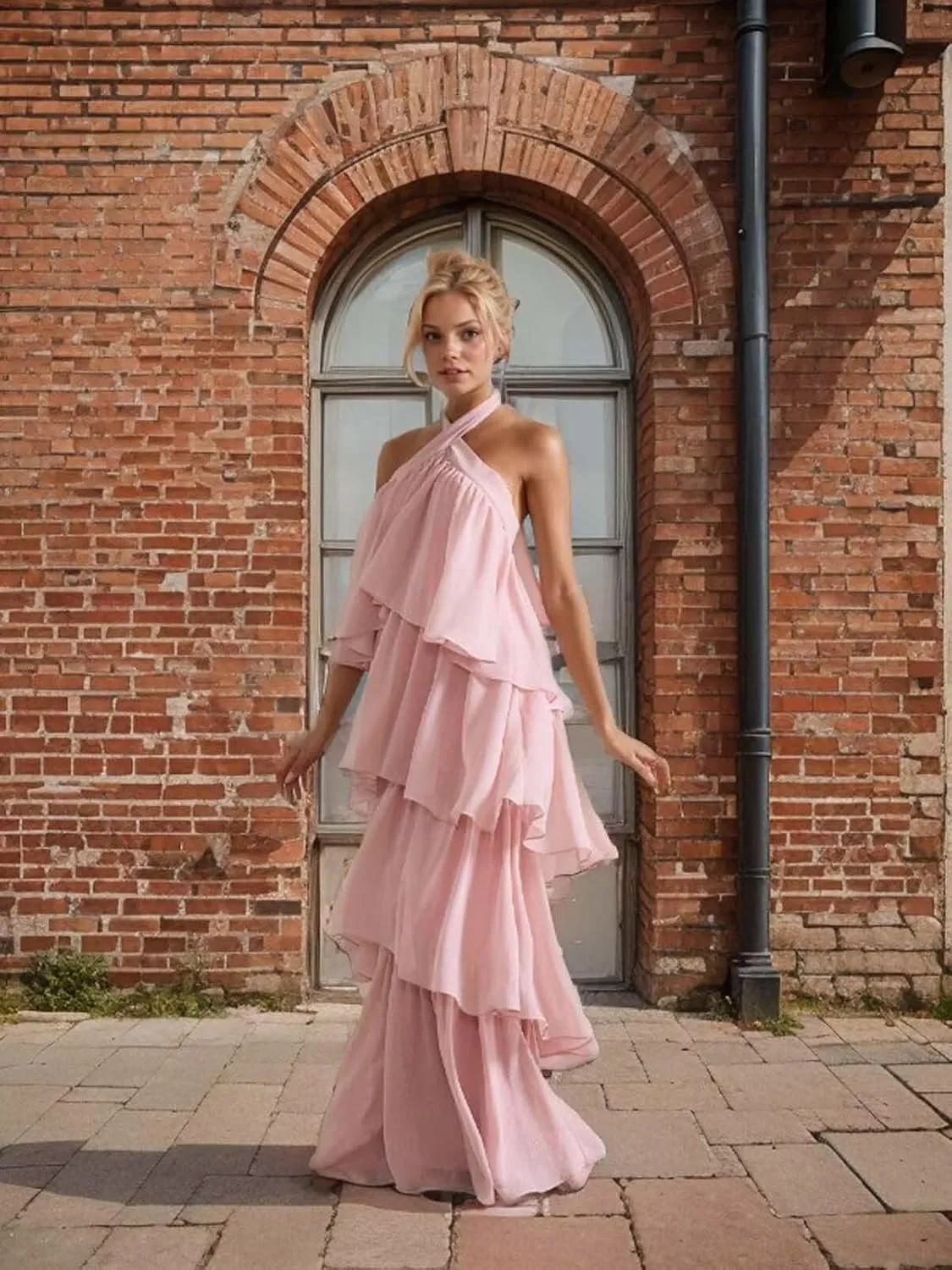 Chiffon Tiered Prom Dress 2025 Long Backless Formal Evening Gowns LU88