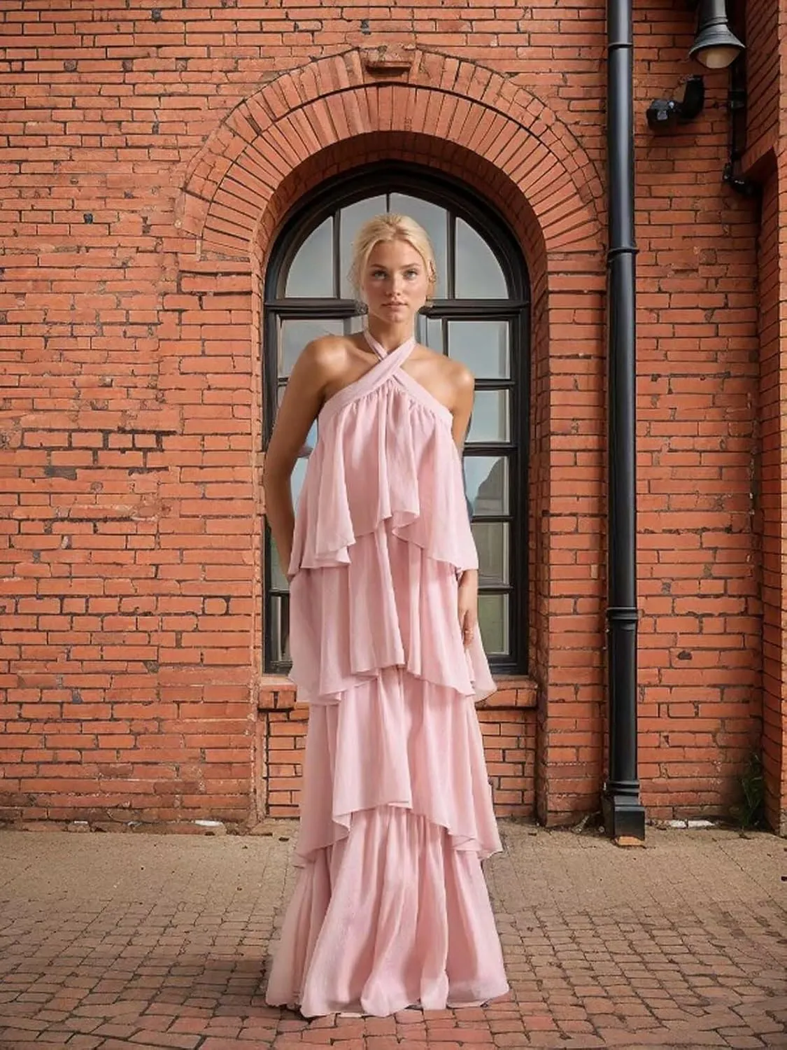 Chiffon Tiered Prom Dress 2025 Long Backless Formal Evening Gowns LU88
