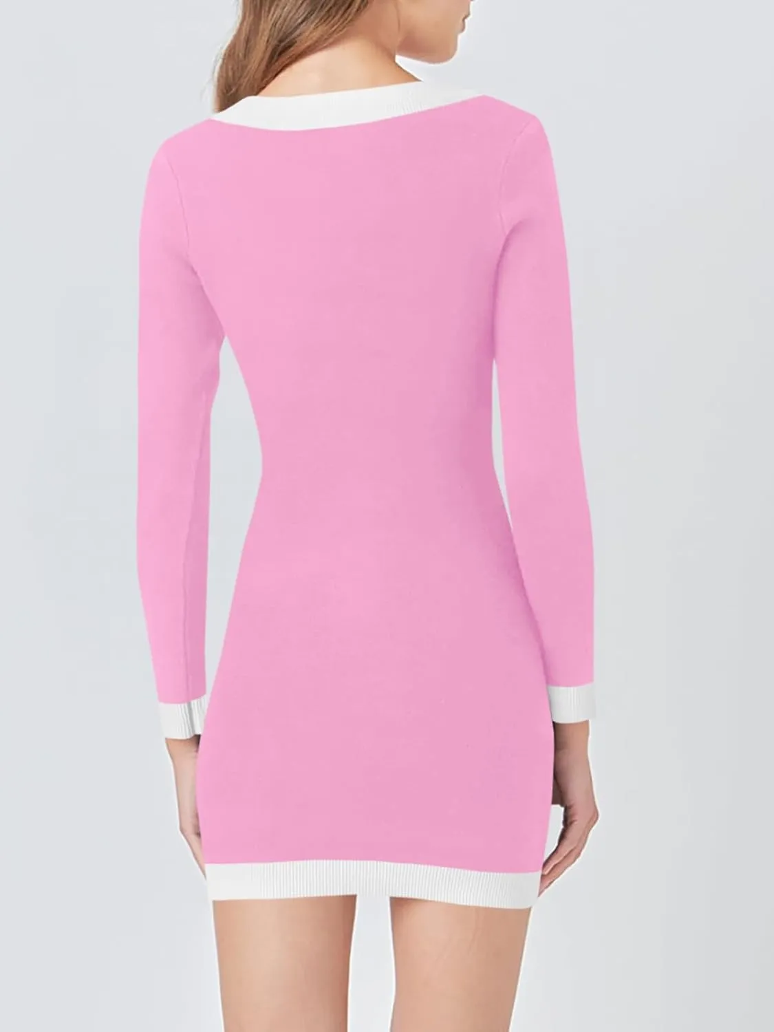 Cicy Bell Womens Sweater Mini Dress Long Sleeve Knitted Bodycon Elegant Business Formal Dresses