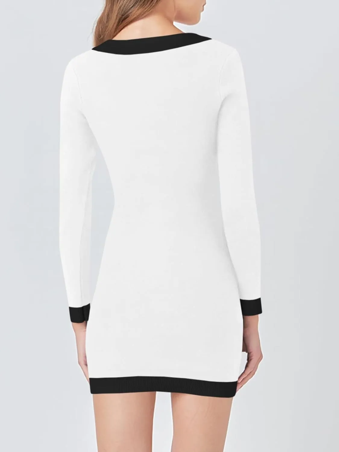 Cicy Bell Womens Sweater Mini Dress Long Sleeve Knitted Bodycon Elegant Business Formal Dresses