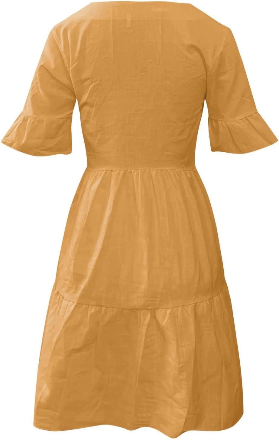 Cotton Linen Maxi Dress for Women Summer Casual Ruffle Flowy Sleeve Boho Dresses Plus Size Beach Mini Dress Loose Dress