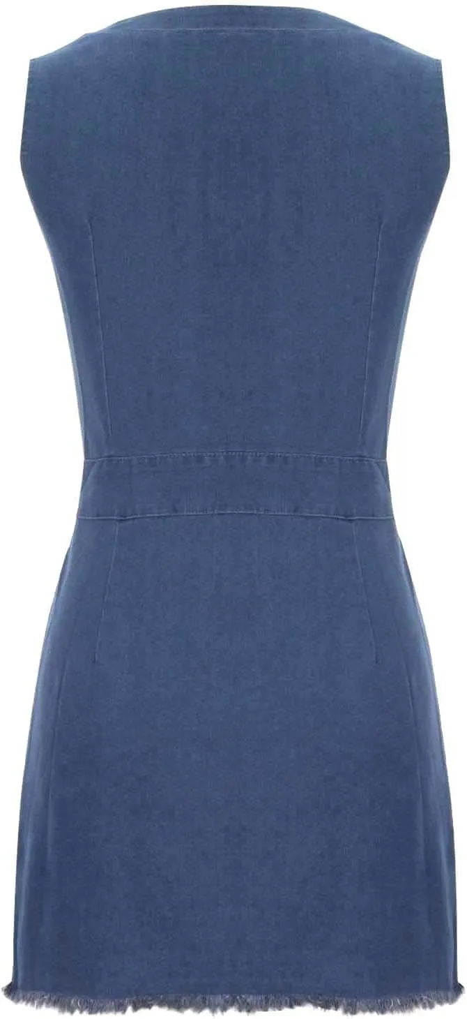 Denim Dress for Women Button Up Jean Shirt Vacation Dresses Casual Summer Tshirt Mini Dress Bussiness Work Dress