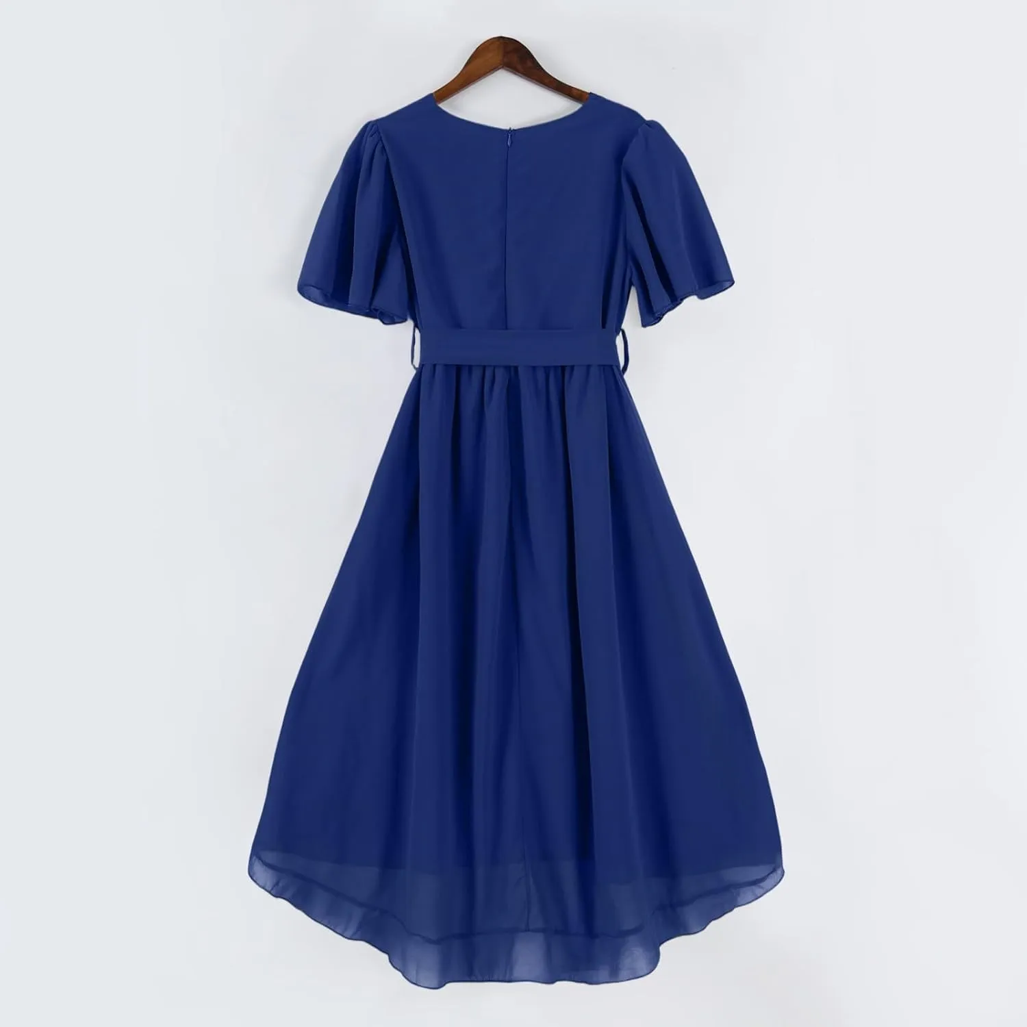 Dresses for Women,Chiffon Sexy Midi Dresses Short Sleeve Flowy Wrap Wedding Guest Womens Summer Dress Cocktail Prom