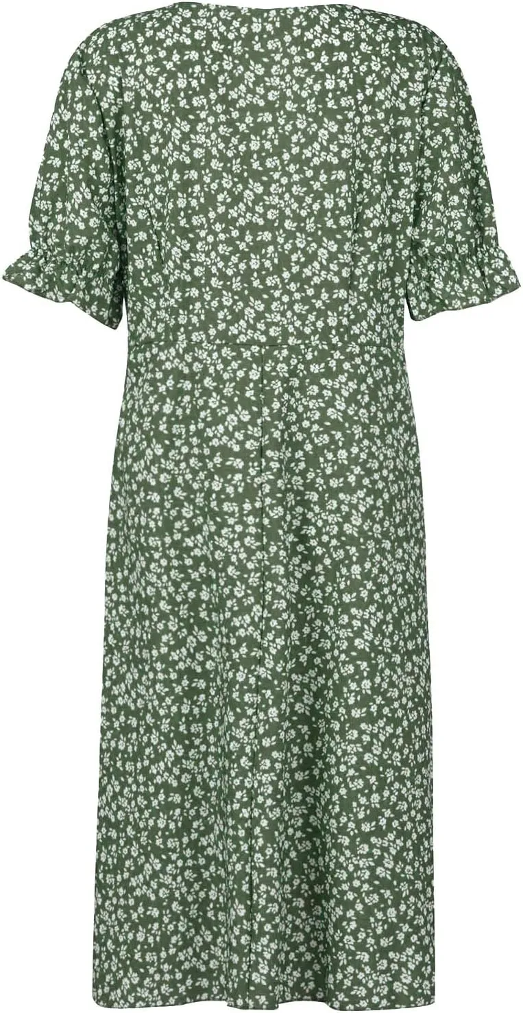 Dresses Women Wrap Midi Dresses for Women Puff Sleeve Summer Summer Dresses Women Ethnic Style