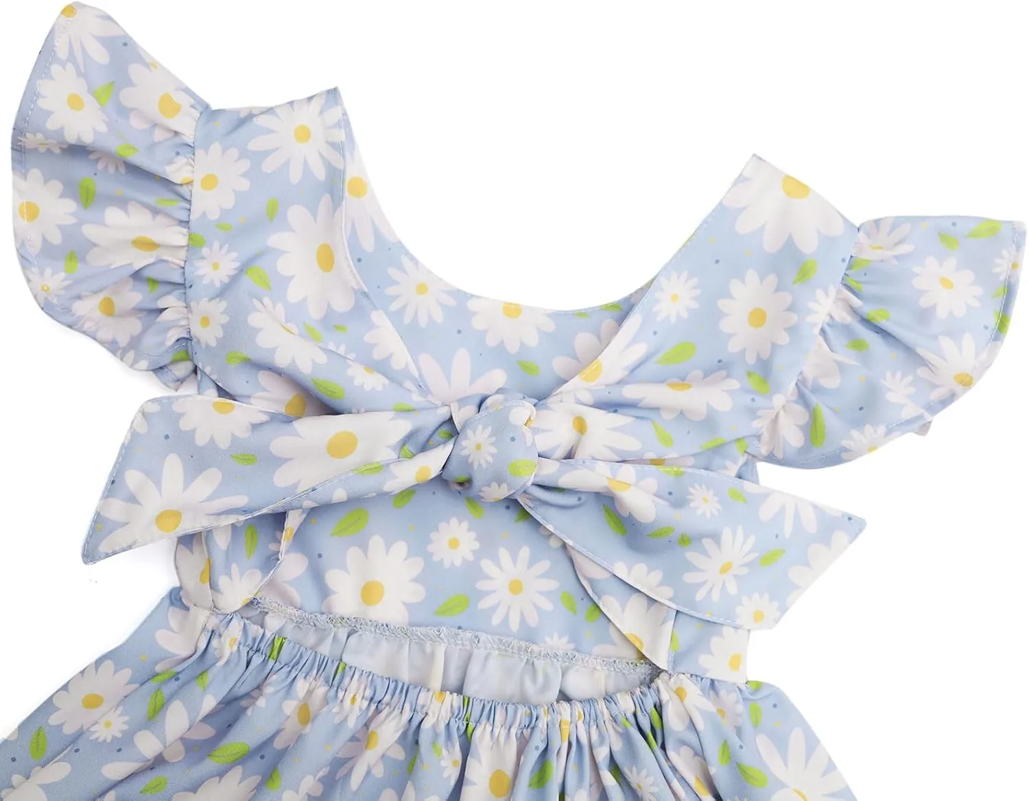 Dutebare Toddler Girls Swing Dress Linen Backless Tie Back Ruffle Hem Kid Casual Beach Dresses