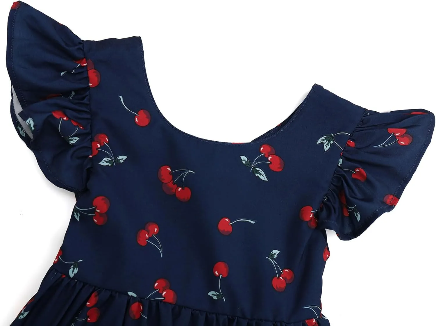 Dutebare Toddler Girls Swing Dress Linen Backless Tie Back Ruffle Hem Kid Casual Beach Dresses