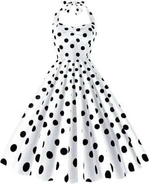 EFOFEI Women's Slim Fit Audrey Hepburn Dress Summer Vintage Sleeveless Dress Festival Party Halter Neck Dress