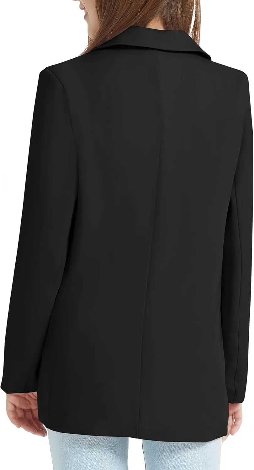 EXARUS Girls Blazer Jacket Long Sleeve Notched Collar/Lapel Collar with Inner Pocket Open Front Casual Kids Blazers Suit