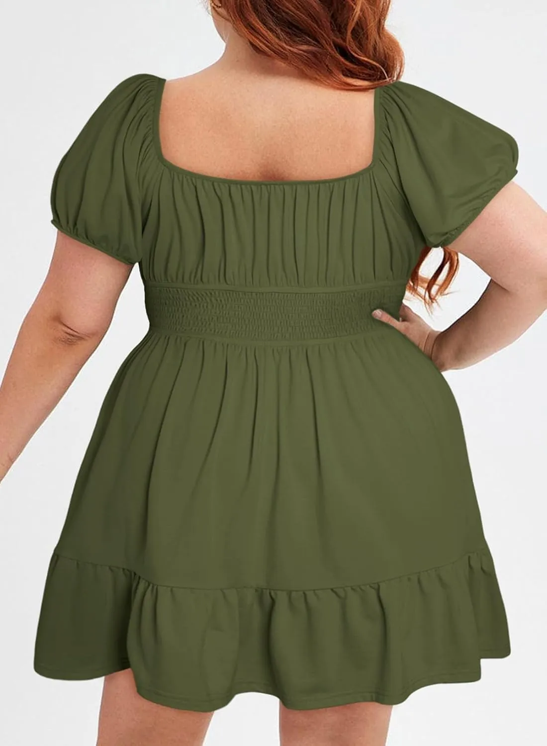 Eytino Women Plus Size Summer Dress Short Sleeve Sweetheart Neck Casual Mini Dresses
