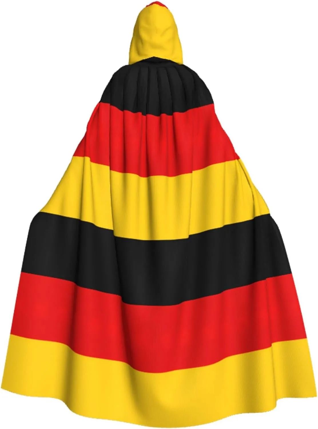 German Flag Print Hooded Cloak Halloween Costume Adult Size with Dramatic Cloak for Cosplays,Witch Capes Black