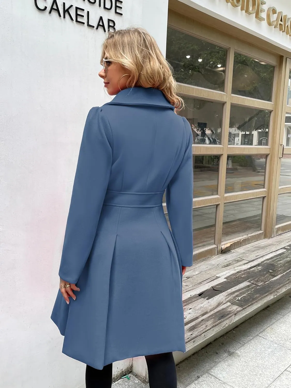 GRACE KARIN 2024 Women's Fashion Trench Coat Notch Lapel Double Breasted Thick A Line Pea Coats Jacket with Pockets(S-2XL)