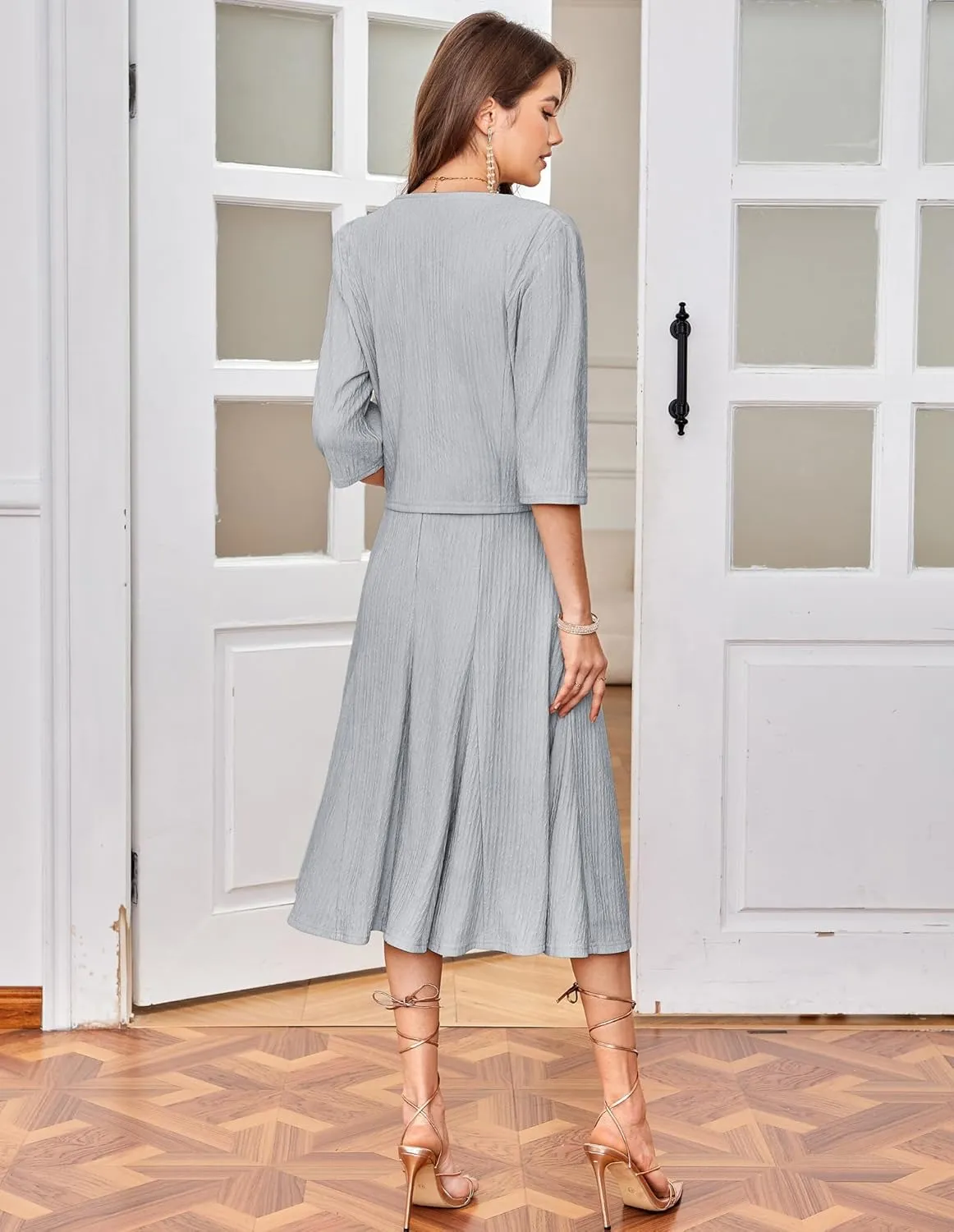 GRACE KARIN 2025 Mother of The Bride Dress with Jacket Women Stretchy Lace 2 Piece Wedding Guest Dresses