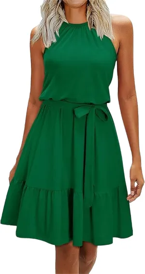 Halter Dresses for Women Summer Casual Mini Dress Wedding Guest Beach Vacation Short Dress Boho Sundresses Outfits