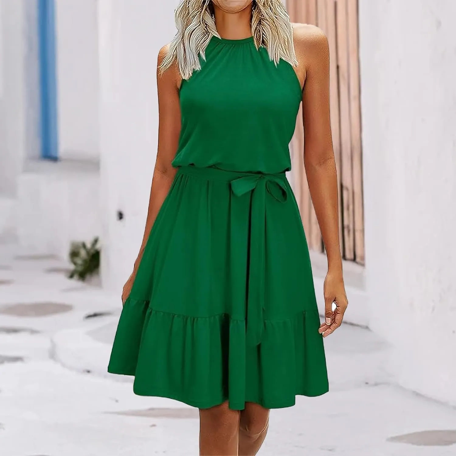 Halter Dresses for Women Summer Casual Mini Dress Wedding Guest Beach Vacation Short Dress Boho Sundresses Outfits