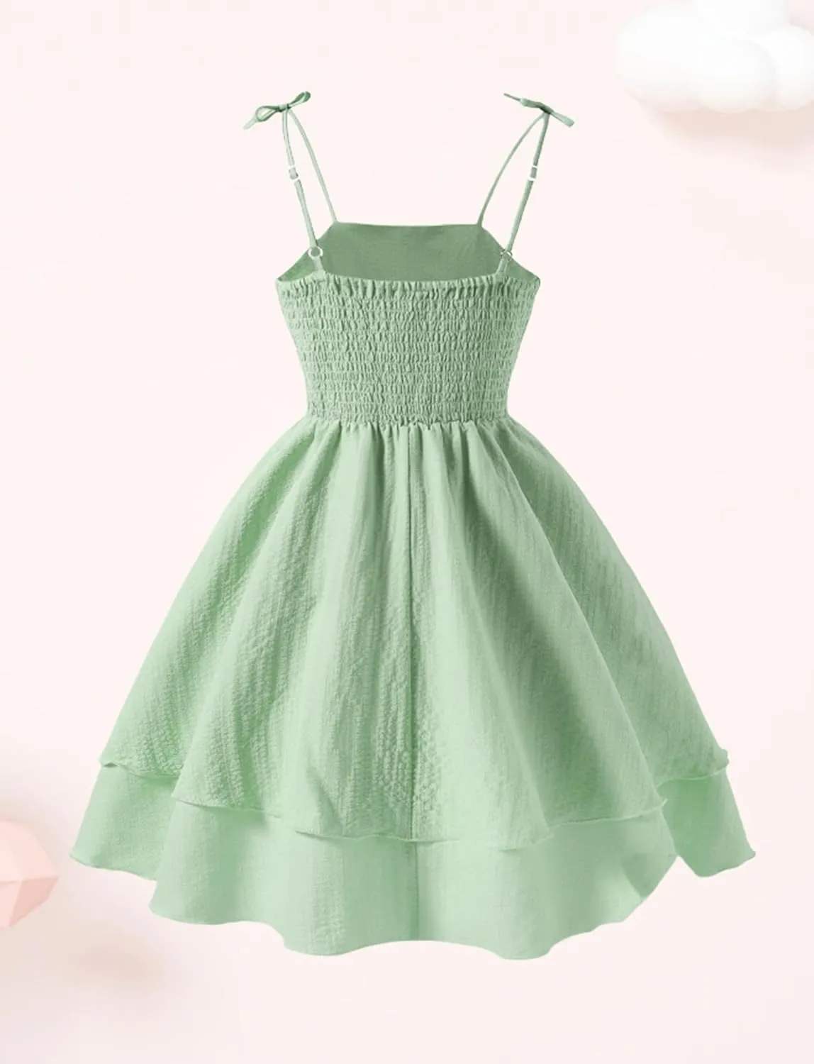 Happy Cherry Girls Dresses Summer Cute Clothes for Teens Casual Spaghetti Strap Swing Smocked A Line Beach Sundress 8-12Y