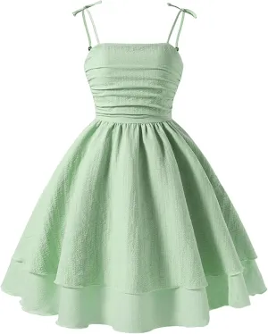Happy Cherry Girls Dresses Summer Cute Clothes for Teens Casual Spaghetti Strap Swing Smocked A Line Beach Sundress 8-12Y