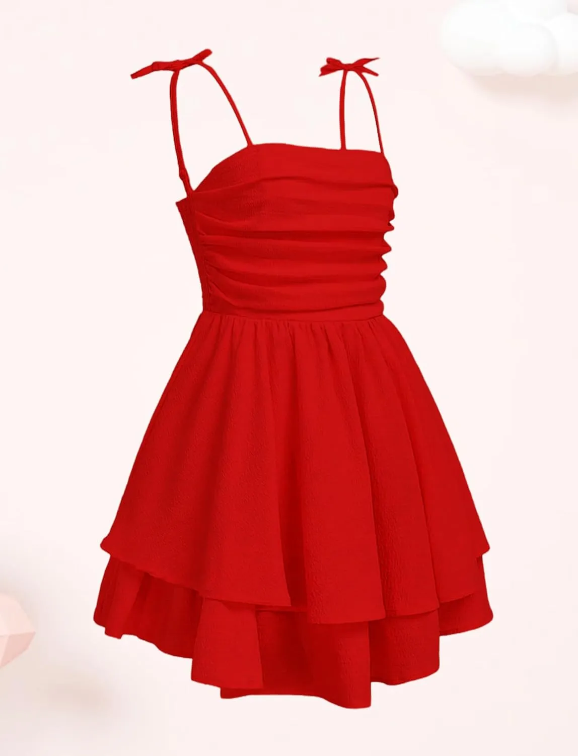 Happy Cherry Girls Dresses Summer Cute Clothes for Teens Casual Spaghetti Strap Swing Smocked A Line Beach Sundress 8-12Y
