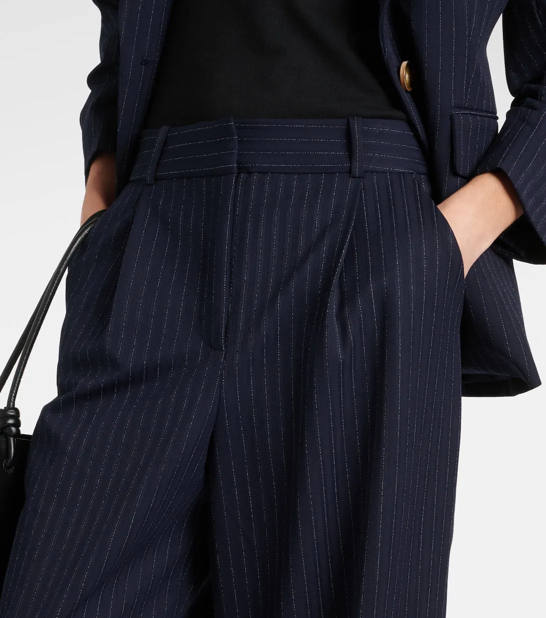 Heyser Veronica Beard Pinstripe High Waist Wide Leg Pants, Multicolor