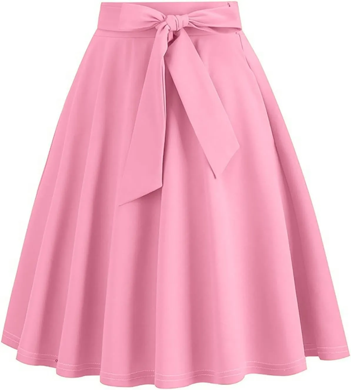 hlysgo Women's High Waist Pleated Midi Skirts 2025 Trendy A-Line Skirt Flowy Swing Skirt with Belt