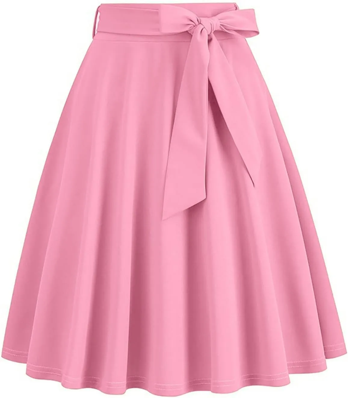 hlysgo Women's High Waist Pleated Midi Skirts 2025 Trendy A-Line Skirt Flowy Swing Skirt with Belt