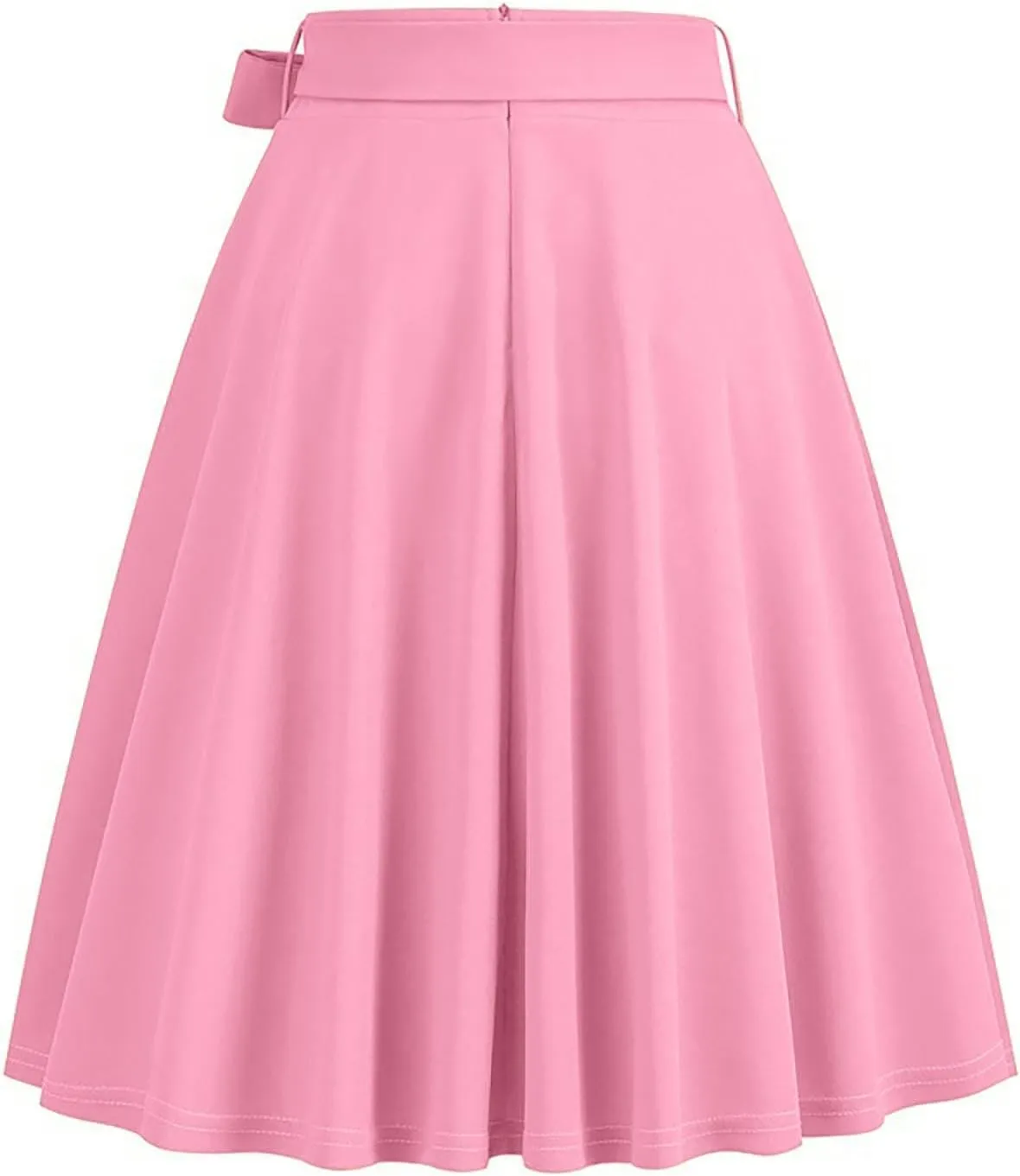 hlysgo Women's High Waist Pleated Midi Skirts 2025 Trendy A-Line Skirt Flowy Swing Skirt with Belt
