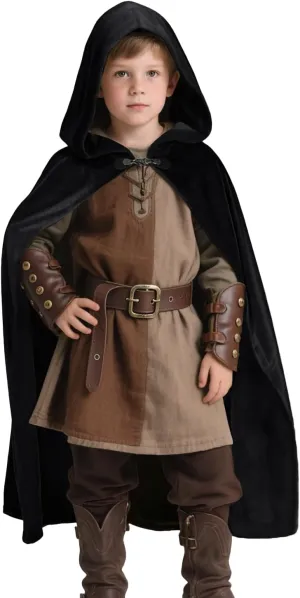HOMELEX Renaissance Hooded Cape Witch Cloak Medieval for Boys Kids Halloween Costume