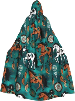 Horse Stripes Pattern Print Gothic Masquerade Cloak Dark Fantasy Carnival Cape For Costume Parties And Cosplay